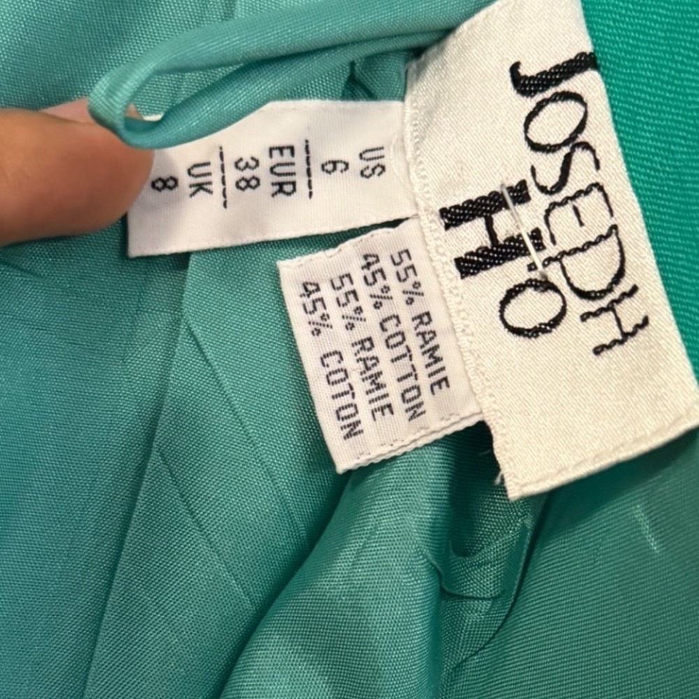 Joseph Ho Green Ramie Cotton Pencil Skirt Embellished Waist Size 6 Vintage - Picture 3 of 13